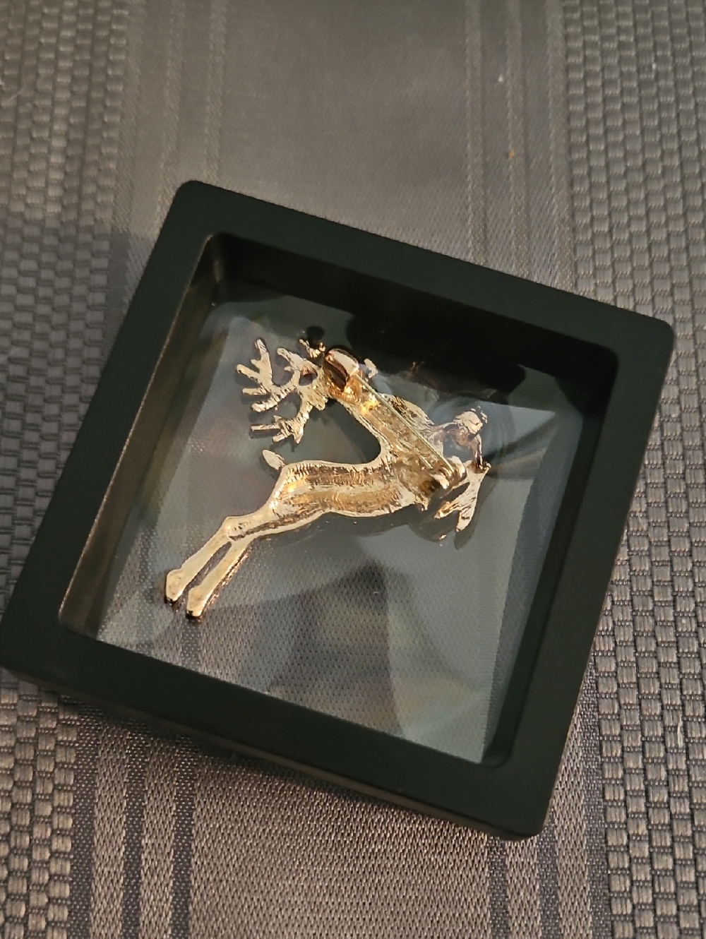 Reindeer Rhinestone Brooch Includes Floating Frame - Picture 2 of 2